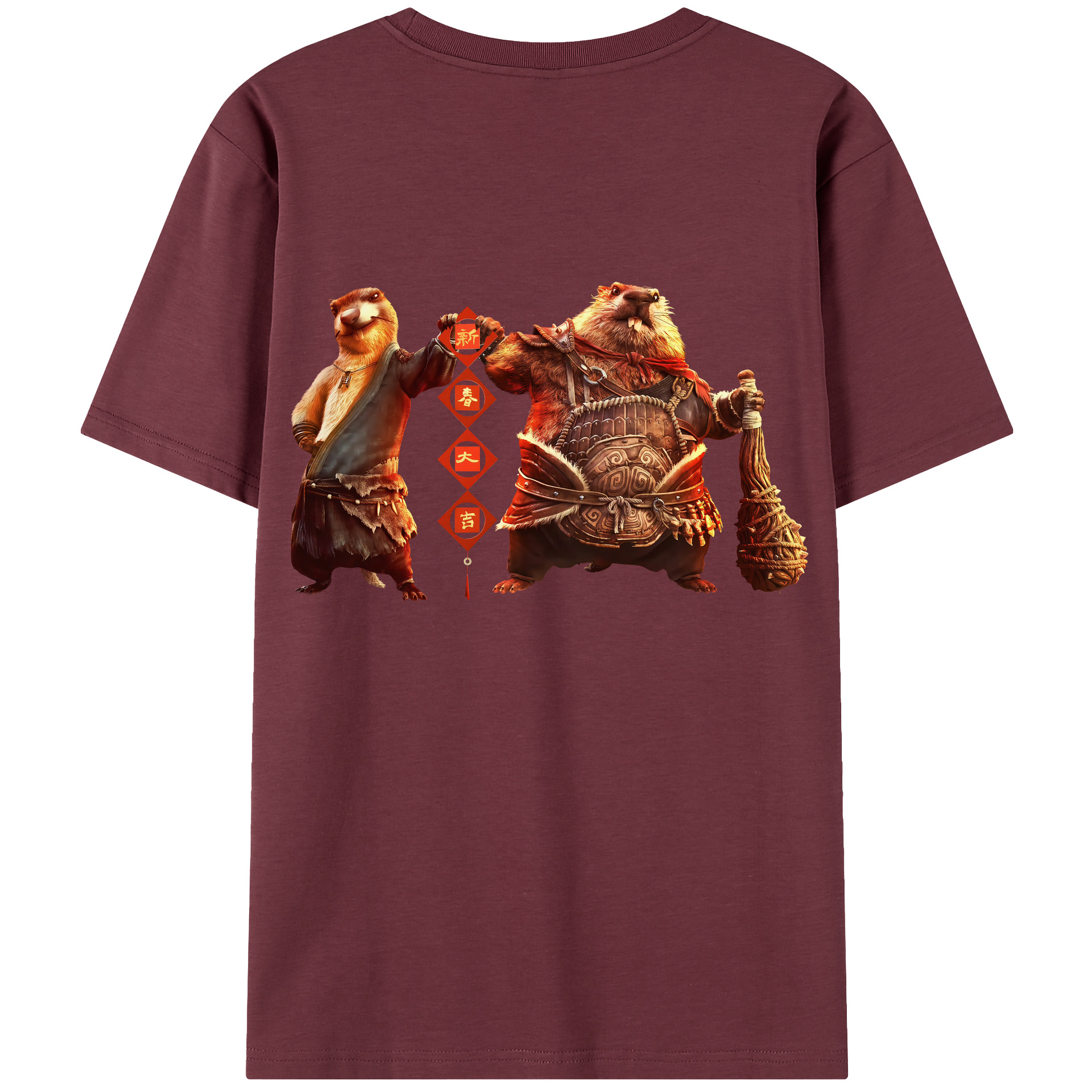 （画像用） Ne Zha 2 ナタ 魔童の大暴れ 綿100％半袖Tシャツ（背面プリント）